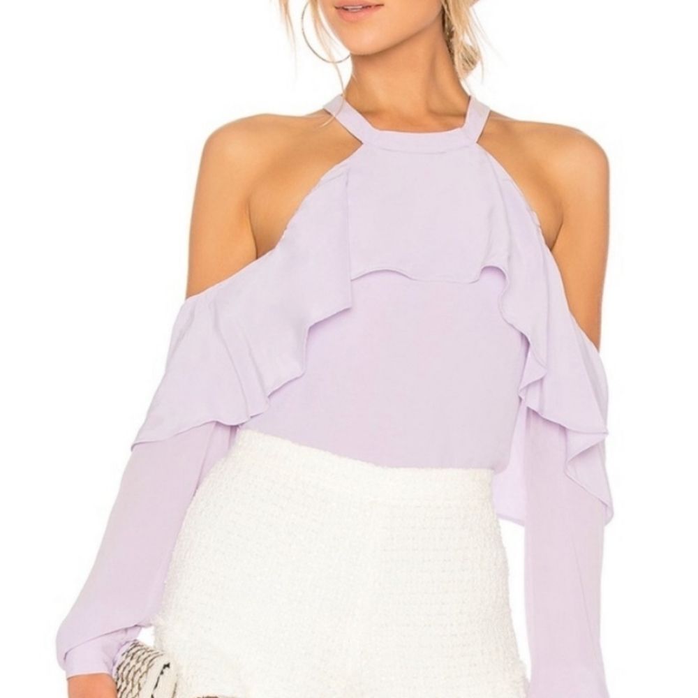 NWT L’Academie Helena Halter Blouse – Lilac XS